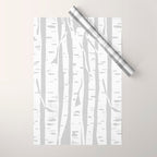 Woodcut Birches Grey Wrapping Paper Gallery Image 1