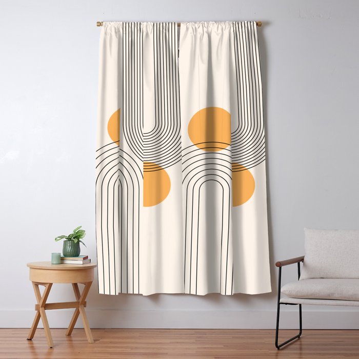 Mid Century Modern Geometric 70 (Rainbow and Sun Abstraction) Window Curtain Gallery Image 5