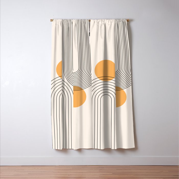 Mid Century Modern Geometric 70 (Rainbow and Sun Abstraction) Window Curtain Gallery Image 3