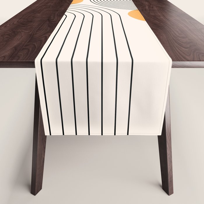 Mid Century Modern Geometric 70 (Rainbow and Sun Abstraction) Table Runner Gallery Image 1