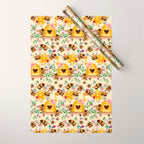Bees with Flowers and Honey Wrapping Paper Gallery Image 1