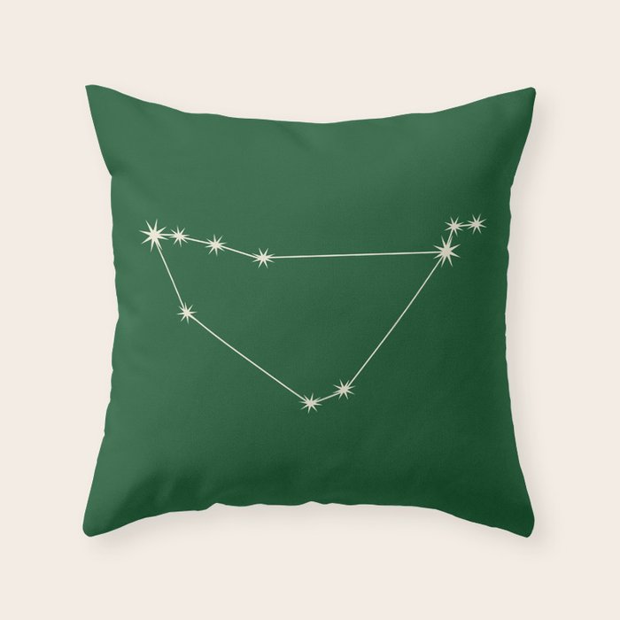 Capricorn Zodiac Star Constellation Line Art Green Throw Pillow Gallery Image 1