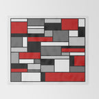 Mid Century Modern Color Blocks in Red, Gray, Black and White Throw Blanket Gallery Image 2