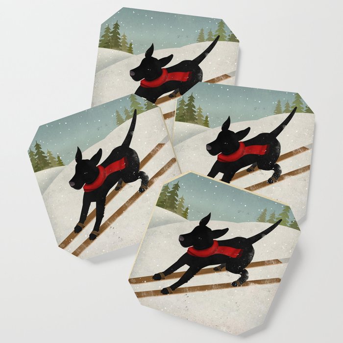 Black Dog Labrador Ski Mountain Coaster Gallery Image 1
