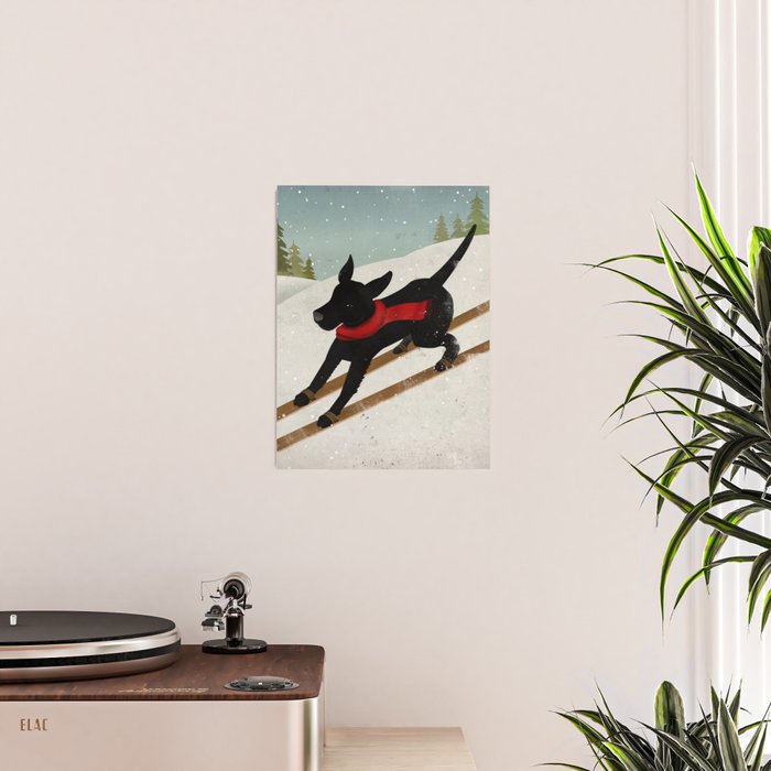 Black Dog Labrador Ski Mountain Poster Gallery Image 2