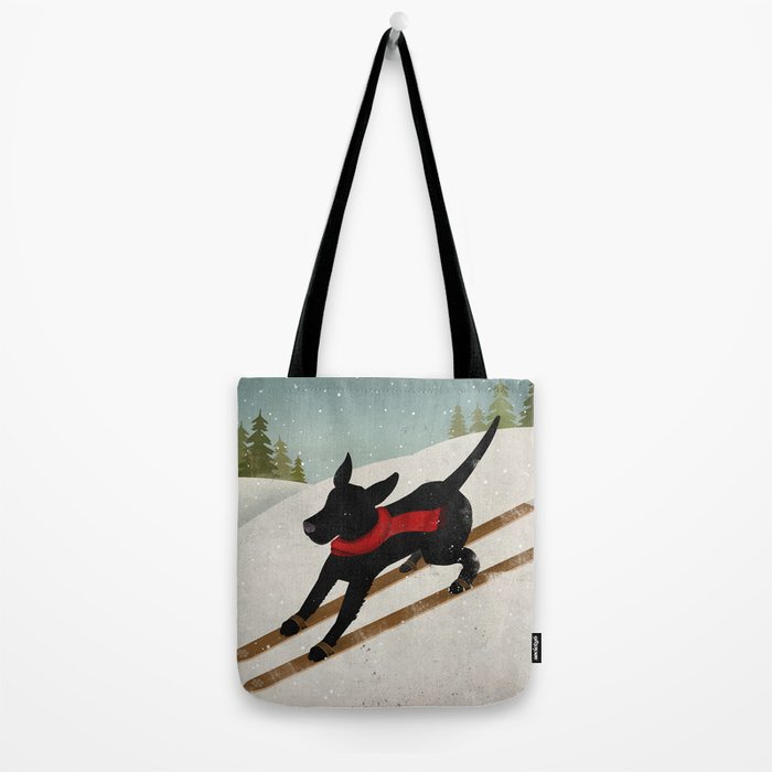 Black Dog Labrador Ski Mountain Tote Bag Gallery Image 2