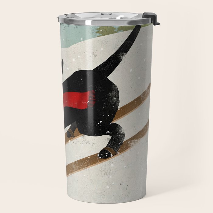 Black Dog Labrador Ski Mountain Travel Mug Gallery Image 2