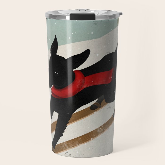 Black Dog Labrador Ski Mountain Travel Mug Gallery Image 1