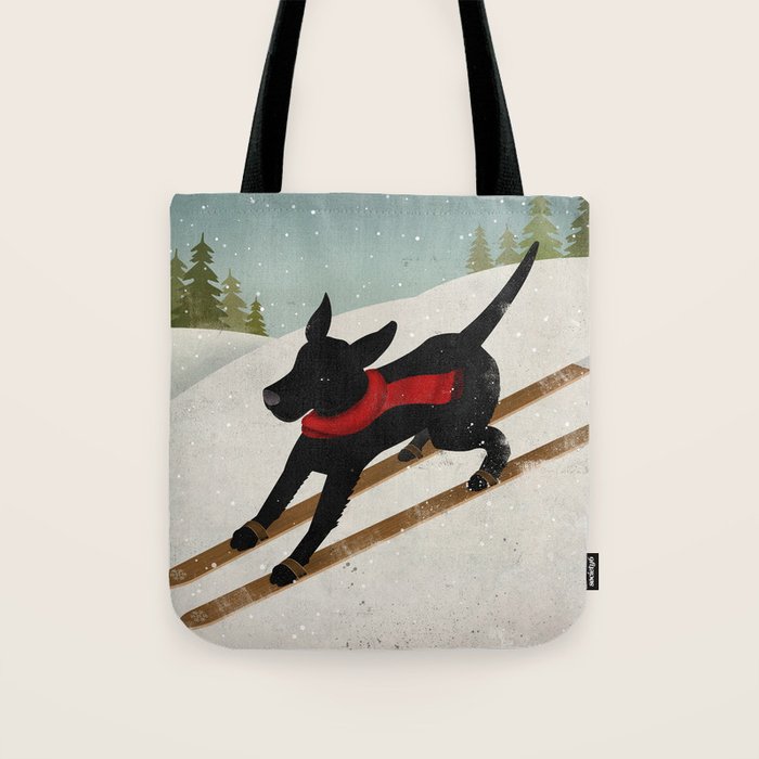 Black Dog Labrador Ski Mountain Tote Bag Gallery Image 1