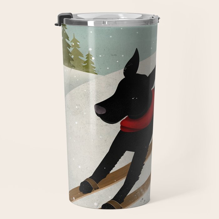 Black Dog Labrador Ski Mountain Travel Mug Gallery Image 3