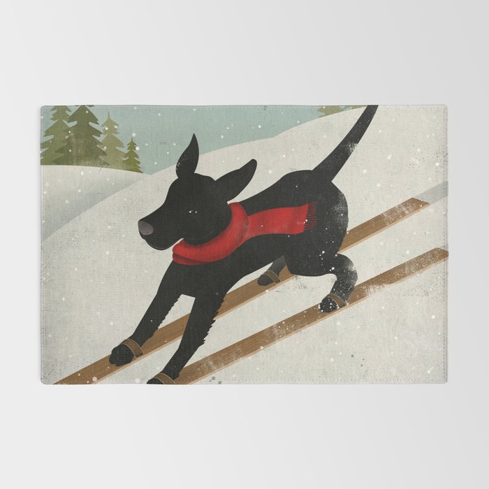 Black Dog Labrador Ski Mountain Rug Gallery Image 2