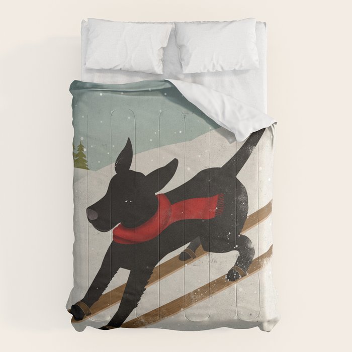 Black Dog Labrador Ski Mountain Comforter Gallery Image 6