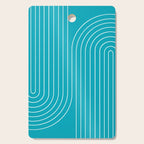 Minimal Line Curvature XV Bright Aqua Mid Century Modern Arch Abstract Cutting Board Gallery Image 1