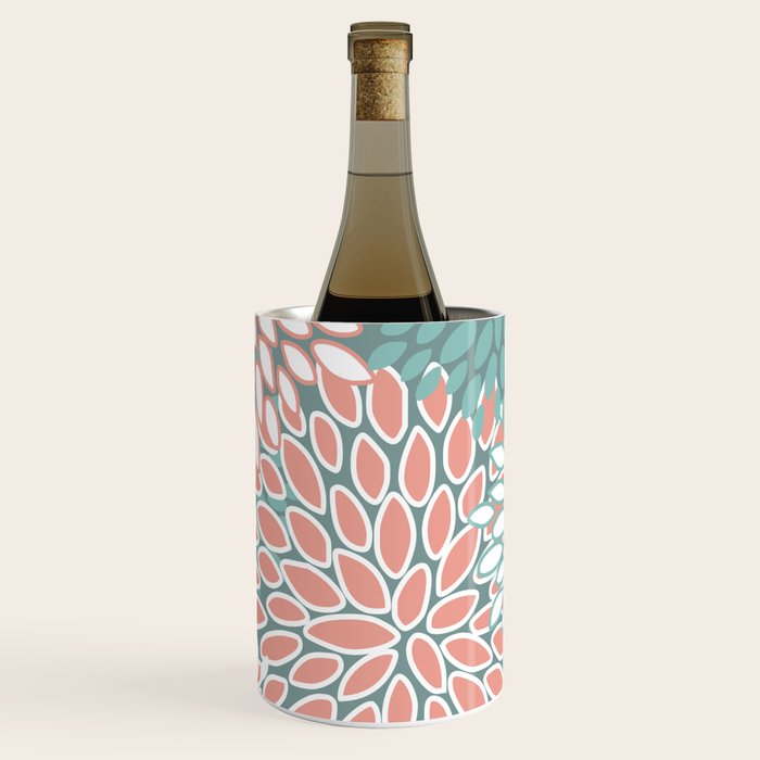Festive, Floral Prints, Teal and Coral Wine Chiller Gallery Image 3