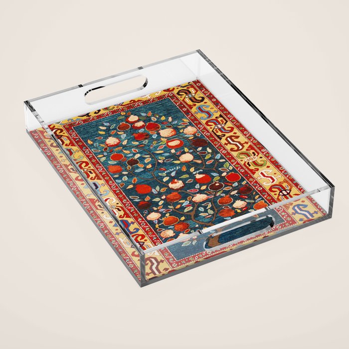 Pomegranate Tree Azerbaijan Rug Acrylic Tray Gallery Image 1