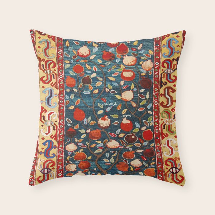 Pomegranate Tree Azerbaijan Rug Throw Pillow Gallery Image 1