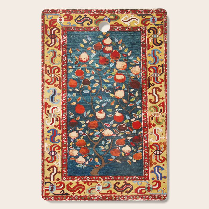 Pomegranate Tree Azerbaijan Rug Cutting Board Gallery Image 1