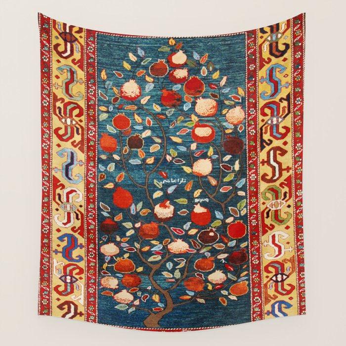 Pomegranate Tree Azerbaijan Rug Wall Tapestry Gallery Image 1