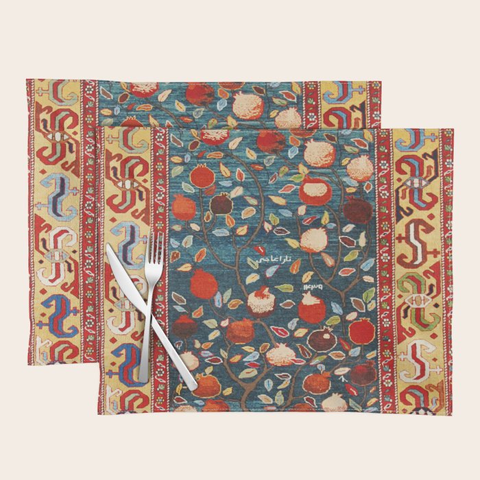 Pomegranate Tree Azerbaijan Rug Placemat Gallery Image 1