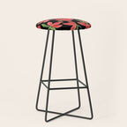Red bold flowers in black background Stool Gallery Image 1