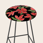 Red bold flowers in black background Stool Gallery Image 2