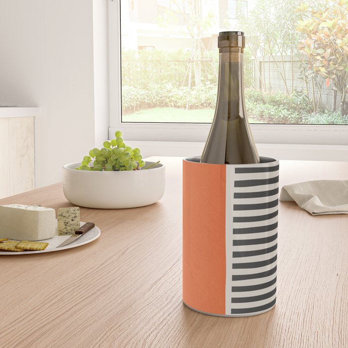 Bold Orange Circle Black Lines Wine Chiller Gallery Image 4