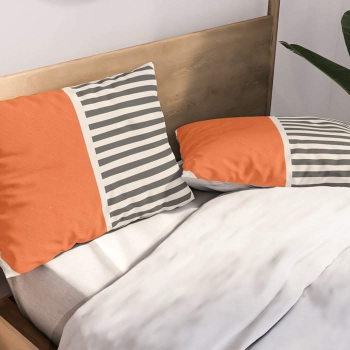 Bold Orange Circle Black Lines Pillow Sham Gallery Image 2