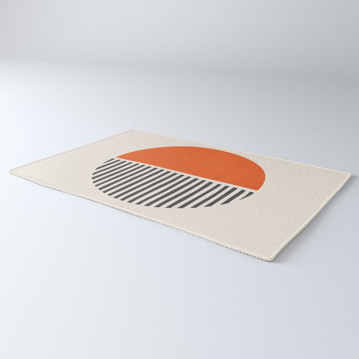 Bold Orange Circle Black Lines Rug Gallery Image 3