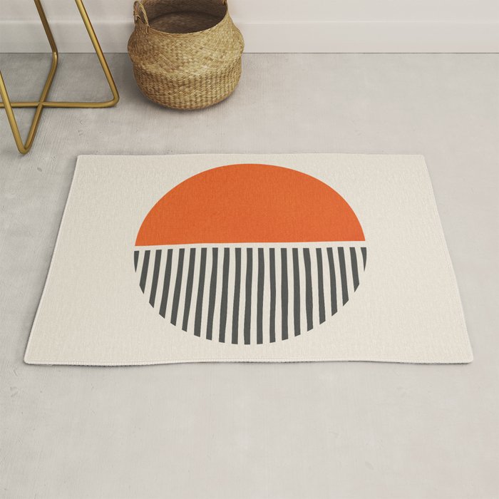 Bold Orange Circle Black Lines Rug Gallery Image 1
