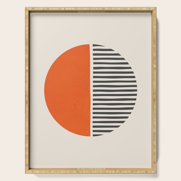 Bold Orange Circle Black Lines Serving Tray Gallery Image 1