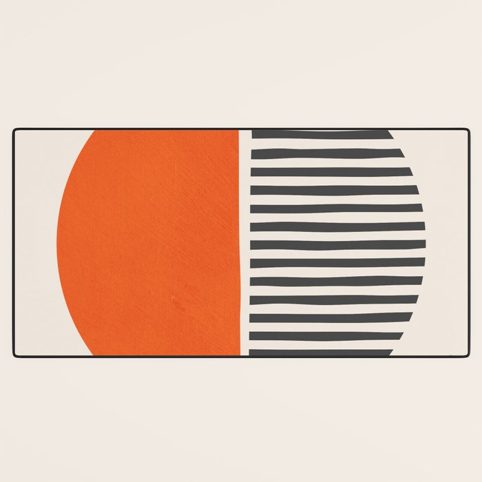 Bold Orange Circle Black Lines Desk Mat Gallery Image 3