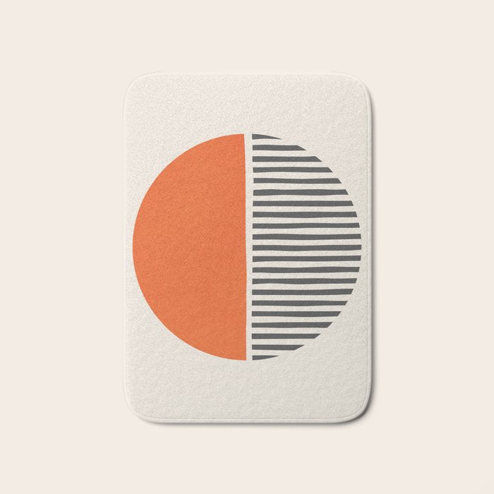 Bold Orange Circle Black Lines Bath Mat Gallery Image 1