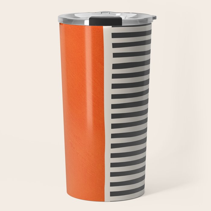 Bold Orange Circle Black Lines Travel Mug Gallery Image 1