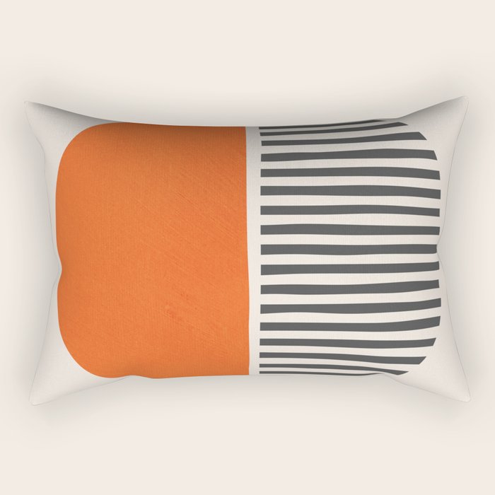 Bold Orange Circle Black Lines Rectangular Pillow Gallery Image 1