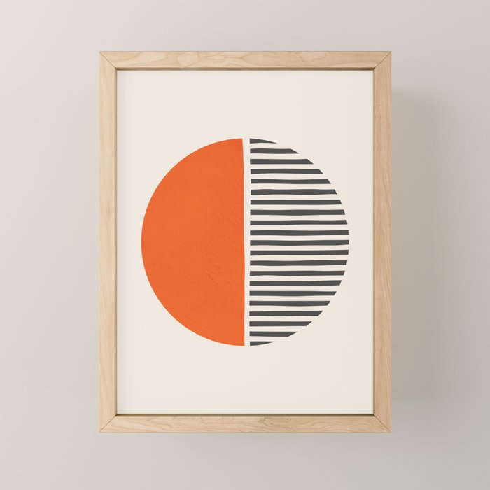 Bold Orange Circle Black Lines Mini Art Print Gallery Image 1