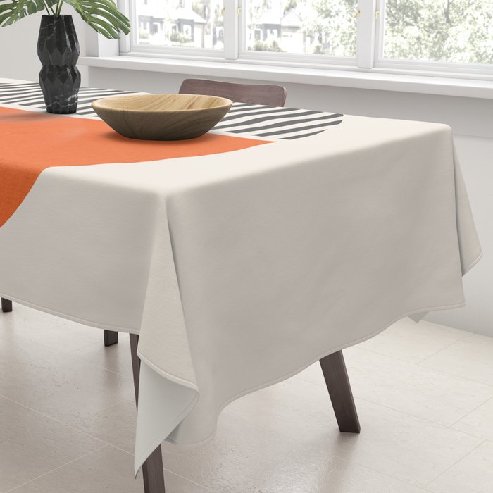 Bold Orange Circle Black Lines Tablecloth Gallery Image 3