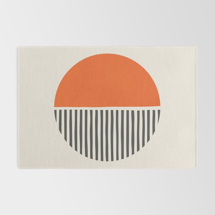 Bold Orange Circle Black Lines Rug Gallery Image 2
