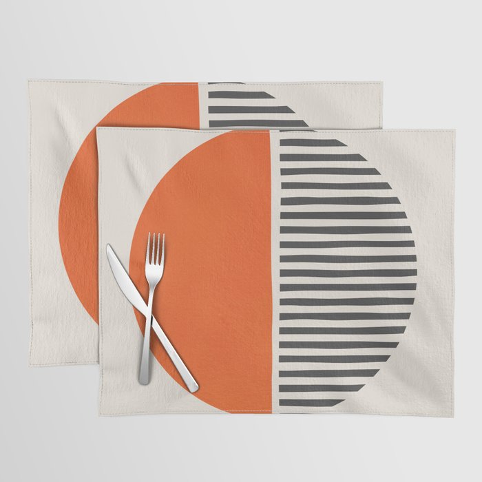 Bold Orange Circle Black Lines Placemat Gallery Image 1