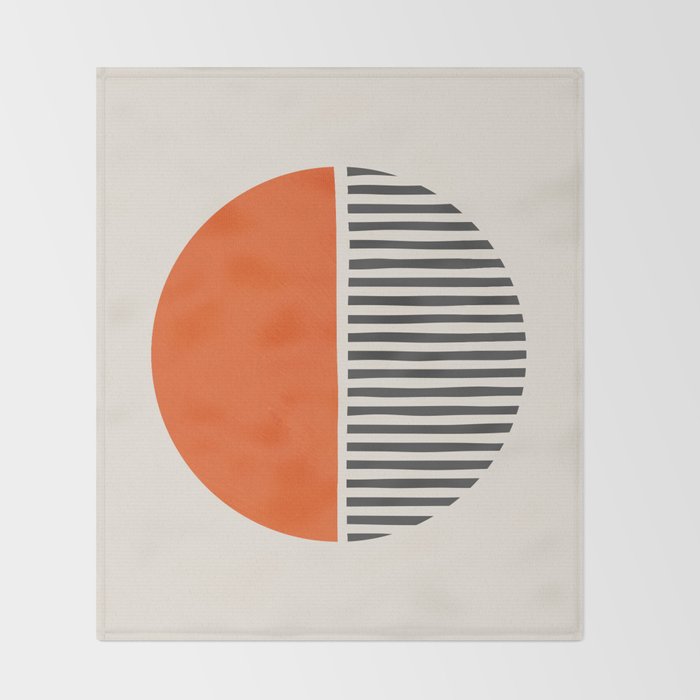 Bold Orange Circle Black Lines Throw Blanket Gallery Image 2