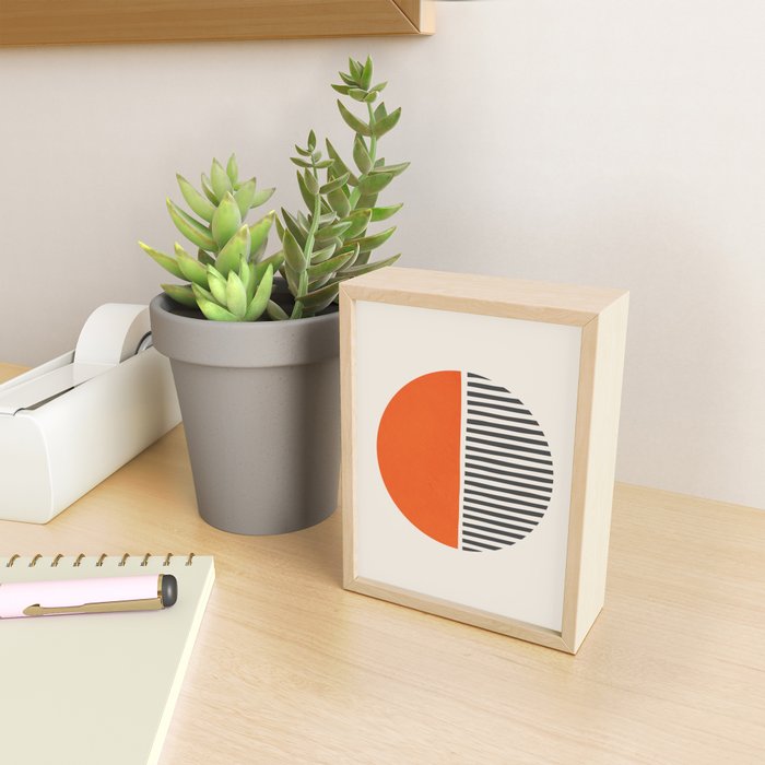 Bold Orange Circle Black Lines Mini Art Print Gallery Image 2