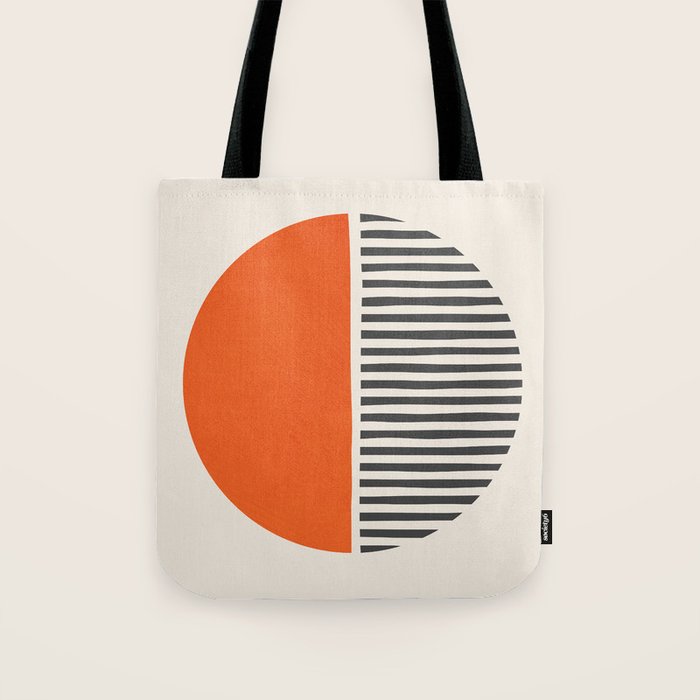 Bold Orange Circle Black Lines Tote Bag Gallery Image 1