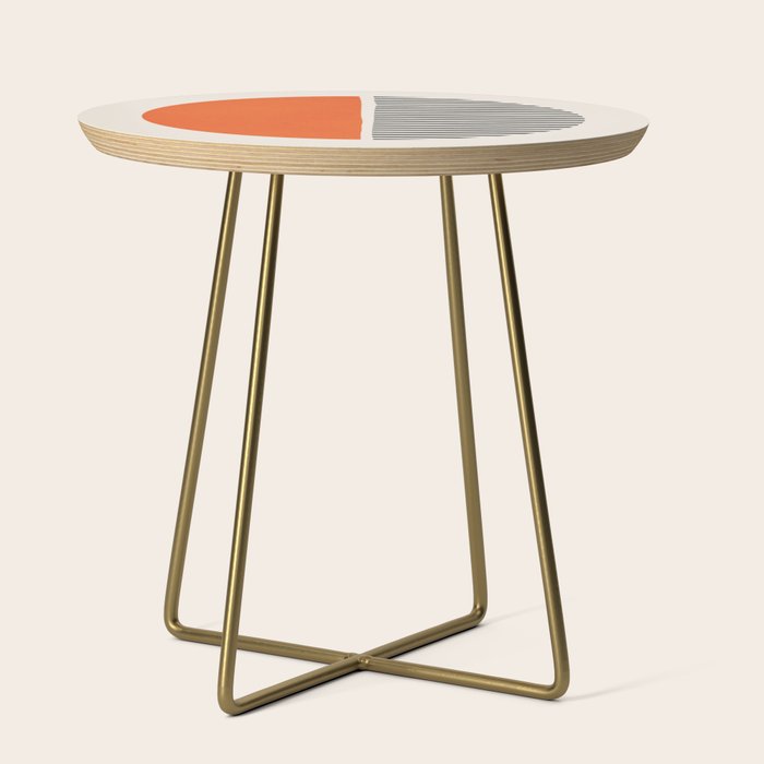 Bold Orange Circle Black Lines Side Table Gallery Image 1