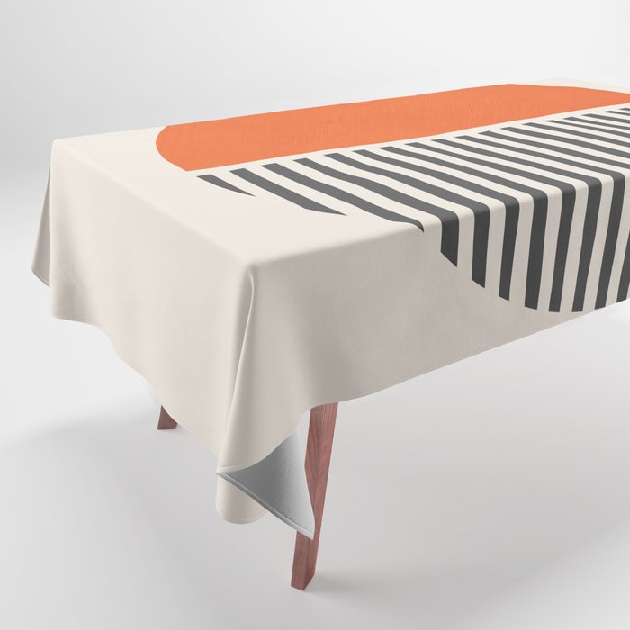 Bold Orange Circle Black Lines Tablecloth Gallery Image 1