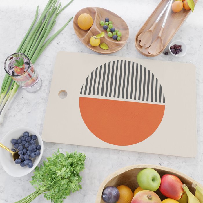 Bold Orange Circle Black Lines Cutting Board Gallery Image 2