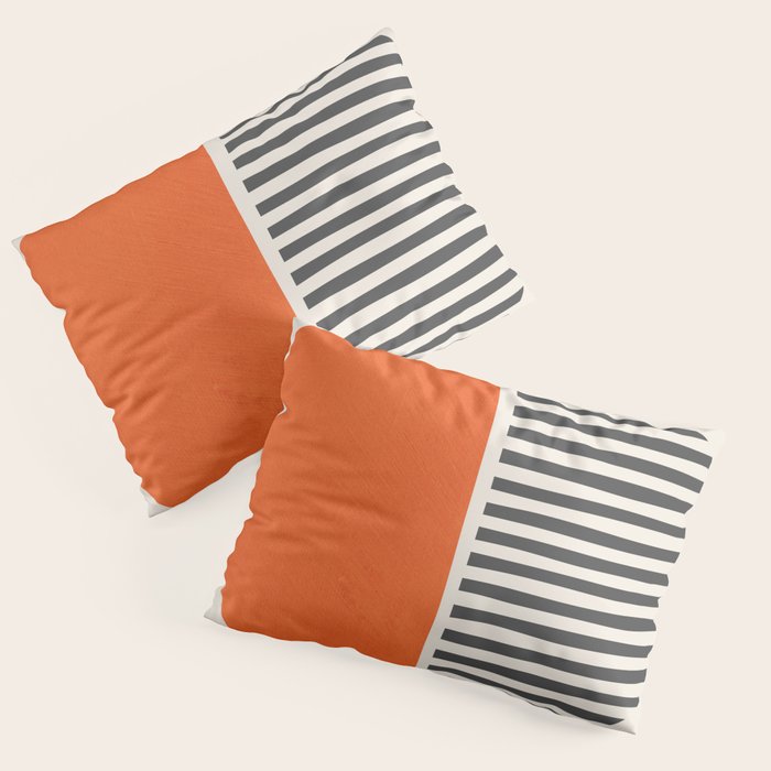Bold Orange Circle Black Lines Pillow Sham Gallery Image 3