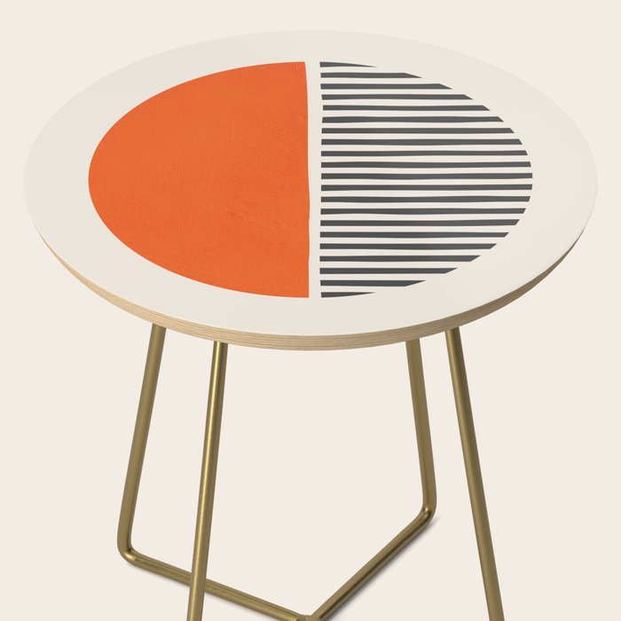 Bold Orange Circle Black Lines Side Table Gallery Image 2