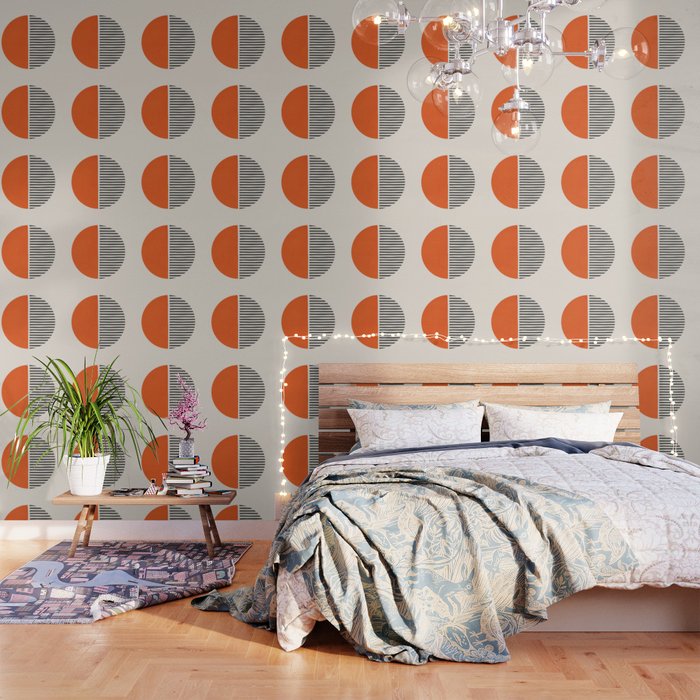 Bold Orange Circle Black Lines Wallpaper Gallery Image 1