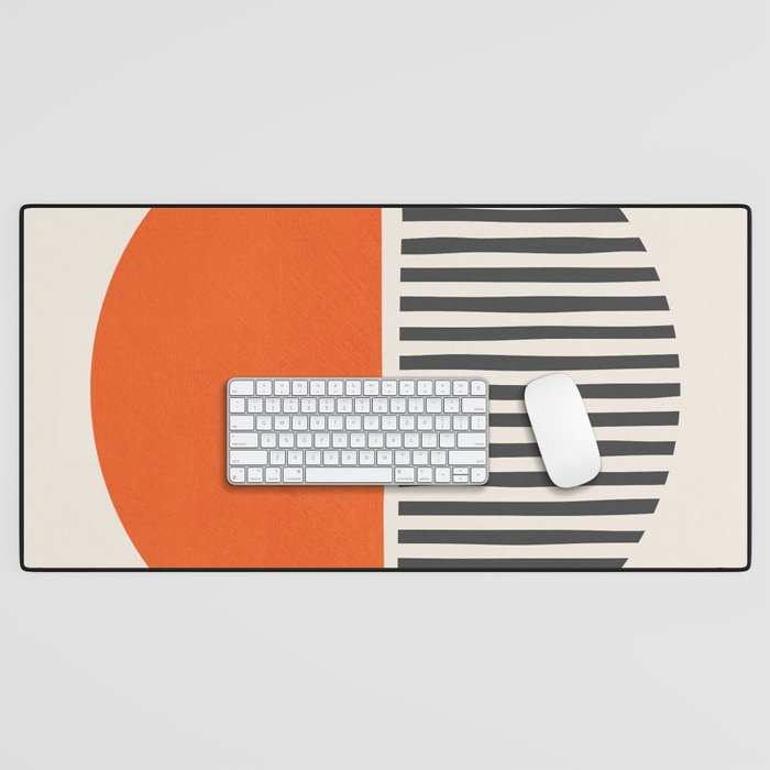 Bold Orange Circle Black Lines Desk Mat Gallery Image 1
