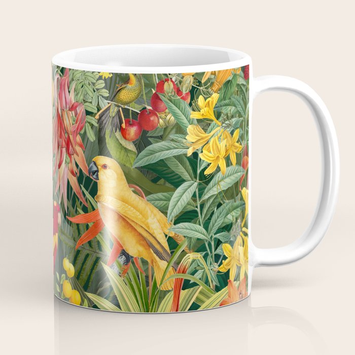 Midnight Jungle Parrots Tropical Paradise Coffee Mug Gallery Image 1