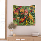 Midnight Jungle Parrots Tropical Paradise Wall Tapestry Gallery Image 2